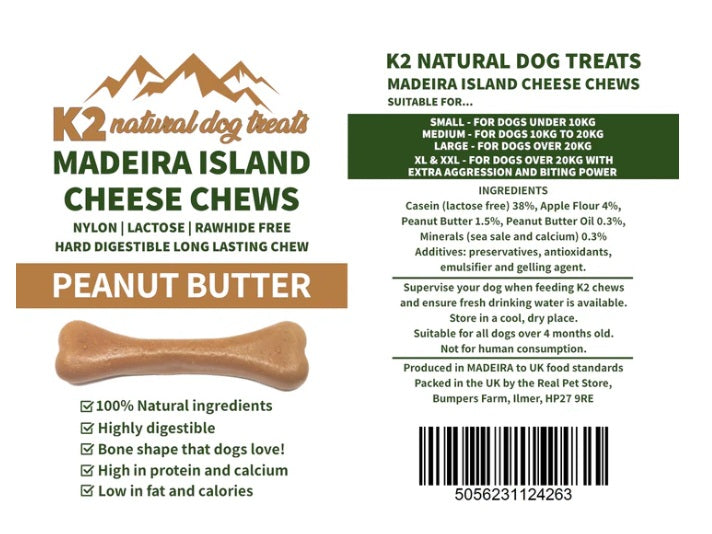 K2 Madeira Island Cheese Chews - Peanut Butter (S)